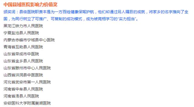 學科共建 榜樣領航：我院榮獲“中國縣域醫院學科能力建設獎”